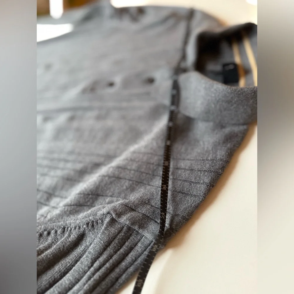 BR Banana Republic 100% Cotton XL Knit Polo Sweater Gray Ribbed Long Sleeve
